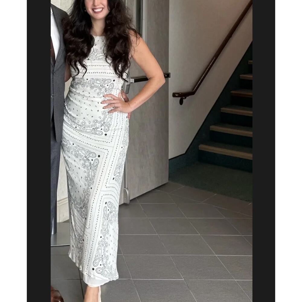 Third Form White Bandana Maxi Dress SIZE 8 Ruched Sheath Gown Designer $300 - Picture 6 of 16